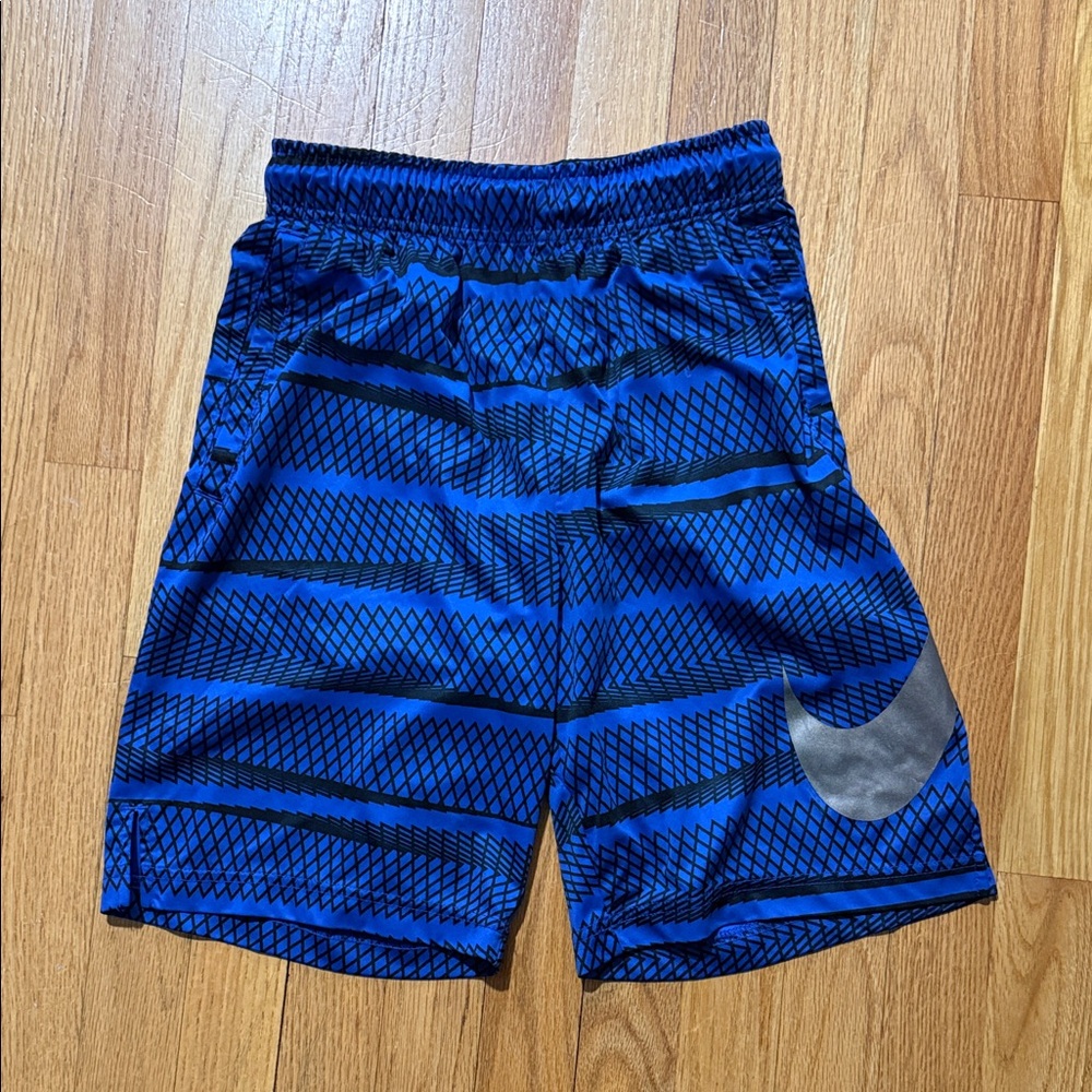 Nike Kids Blue and Black Patterned Shorts